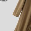 INCERUN Autumn Winter Men Lapel Neck Long Sleeve Open Front Long Corduroy Cardigan Coatsx