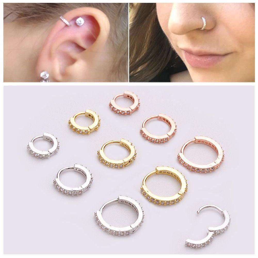 Daith Conch Snug Helix Cartilage Tragus CZ Ear Piercing Nose Ring Huggie Hoop Earring Body Jewelry