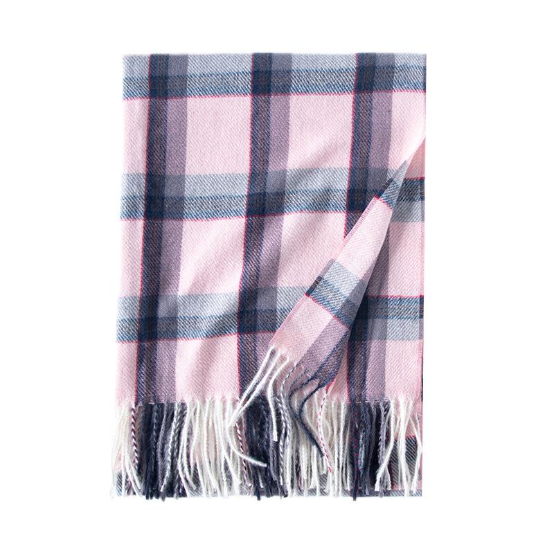 Женский шарф 2025 Зима Новый Шарф из Имитации Кашемира Контрастный Цвет Клетчатый Принт Шаль Шарф Бахрома