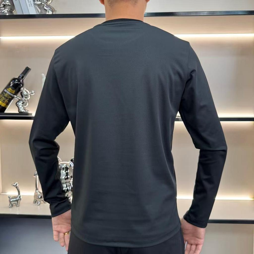 Мужская спортивная футболка с длинным рукавом и круглым вырезом, быстросохнущая, на весну и осень, приятная к коже и удобная