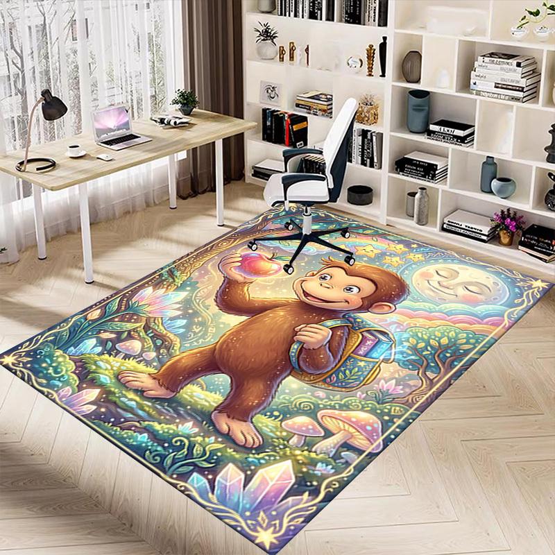 1PC Curious George Non-Slip Floor Carpet Compatible for Office&Living Room&Bedroom&Dining room - Soft & Pattern-G0364