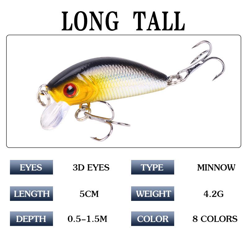 5cm/4.2g Minnow Rock Simulation Hard Bait - Ideal for Sea and Freshwater Fishing.