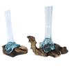 Molten Glass Vase On Wood Stand