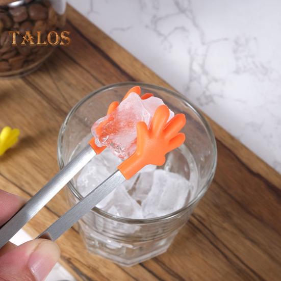 Mini Tongs Serving Tong Stainless Steel Palm Shape Food Tong for Ice Cube Sugar Fruits Salad Barbecue Grilling Buffet Kitchen Cooking