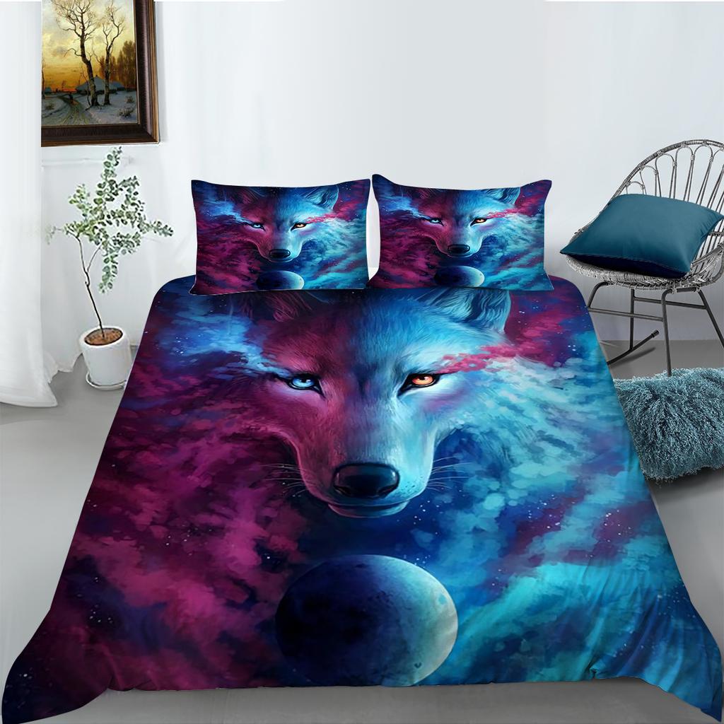 Комплект постельного белья 3D Wolf Series с жестоким лесным животным, пододеяльник, наволочка, 2 или 3 предмета, ткань из микрофибры, удобное украшение для дома