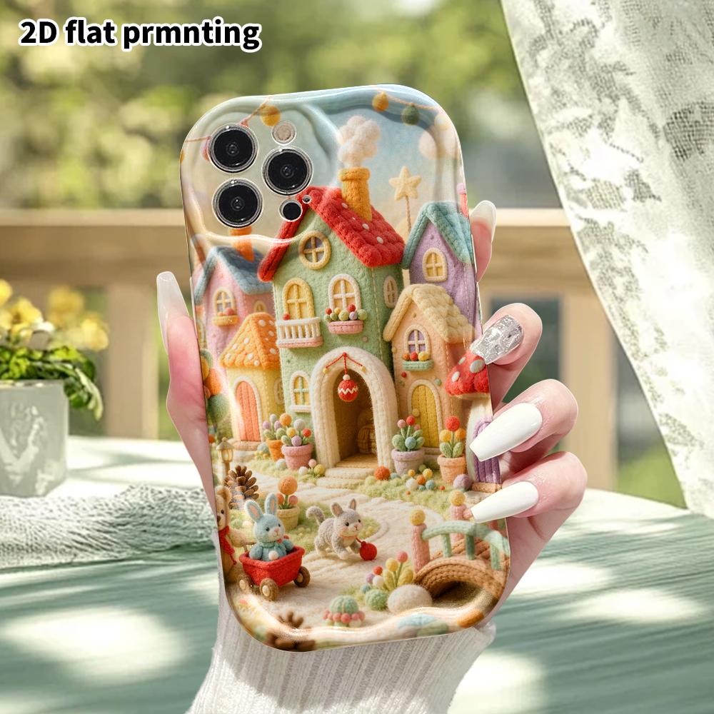 Phone Case: 2D flat, suitable for iPhone 18, 17, 16, 15, 14, 13, 12Pro protective case, fairy tale town, perfect Christmas and Halloween holiday gift