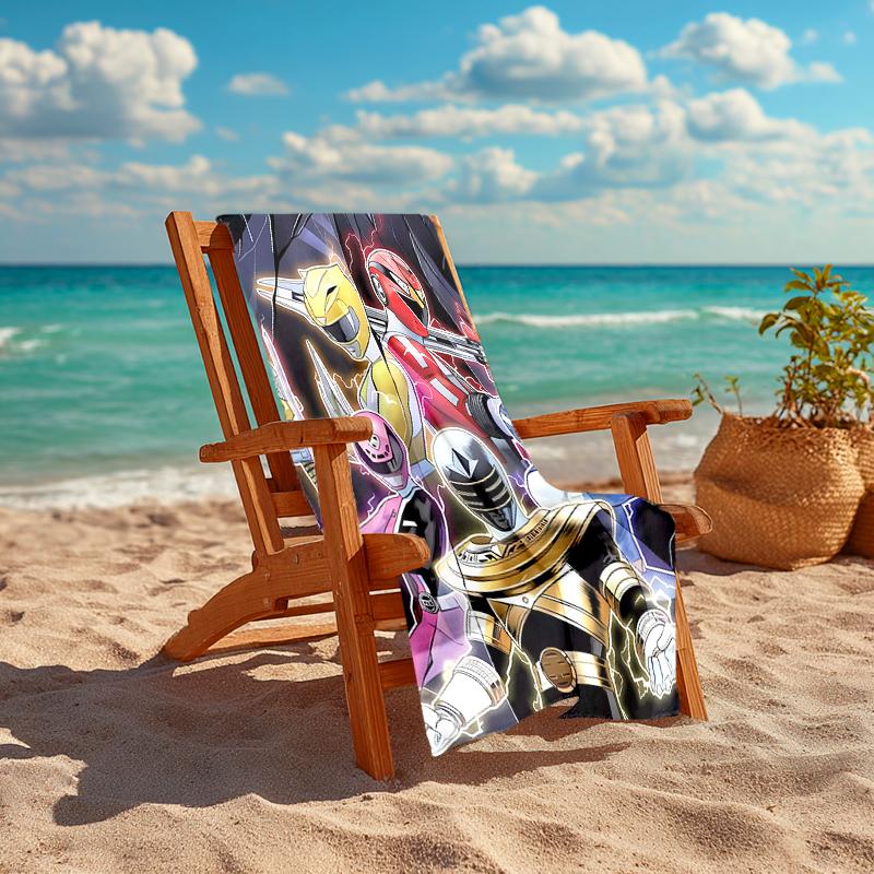 1pc Mighty Morphin Power Rangers1 Beach Towel, Comfortable and Thick, and Swimming/Bath/Picnic/Camping Towel, Suitable for Seaside Beaches