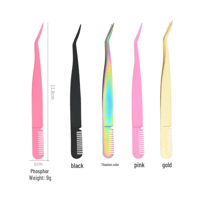 Щипцы для завивки ресниц из нержавеющей стали с пинцетом с тонким кончиком и расческой для бровей