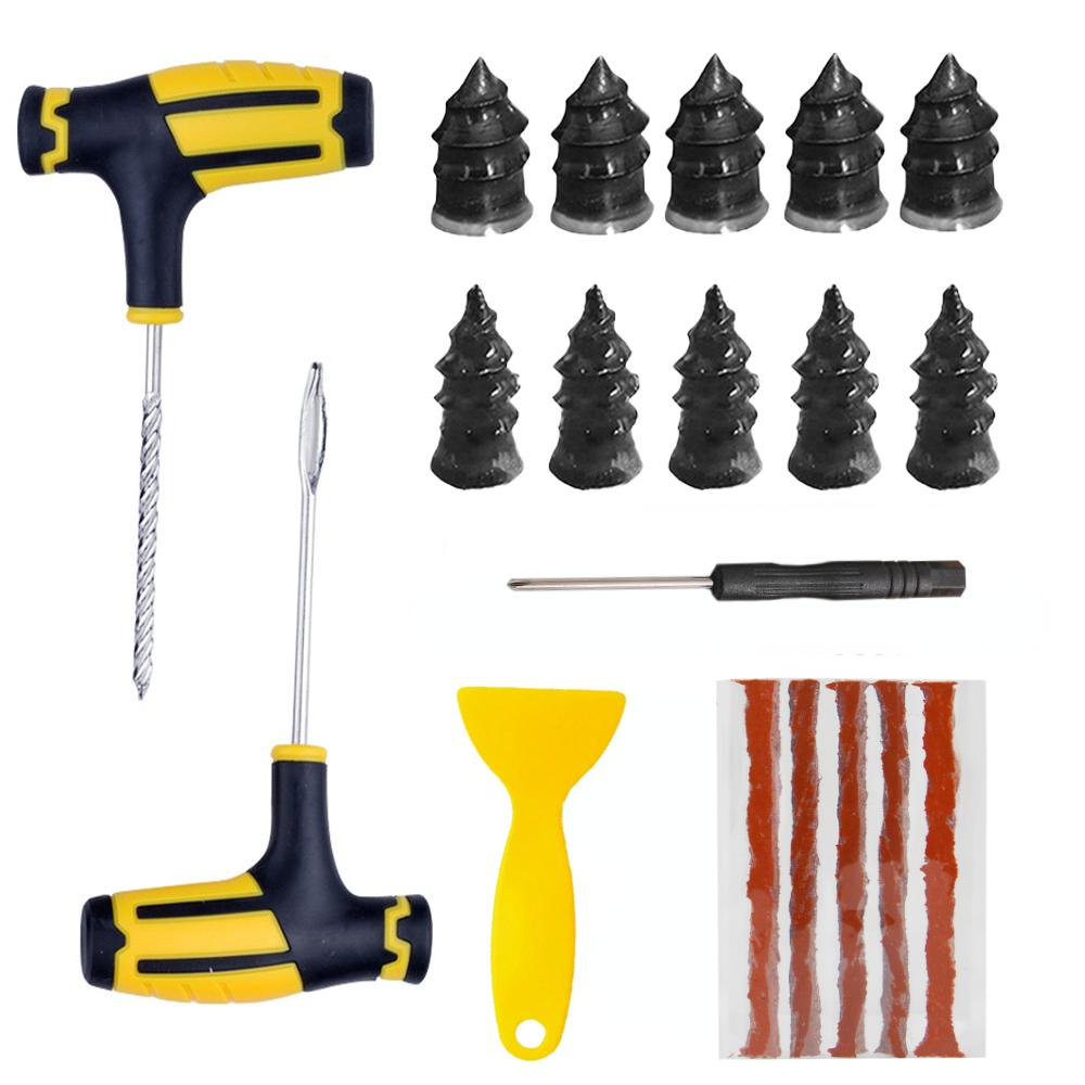 PWS New Car Tire Repair Tool Kit Rubber Tubeless Tyre Puncture Repair Kit Studding Tool for Bike Motorcycle Tires Repair Set