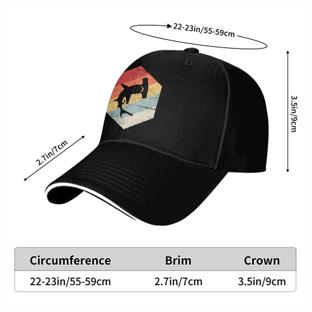 Retro 70s Hammerhead Shark Icon Men Baseball Caps Peaked Cap Sun Shade Windproof Hat Animal One Hundred Fish