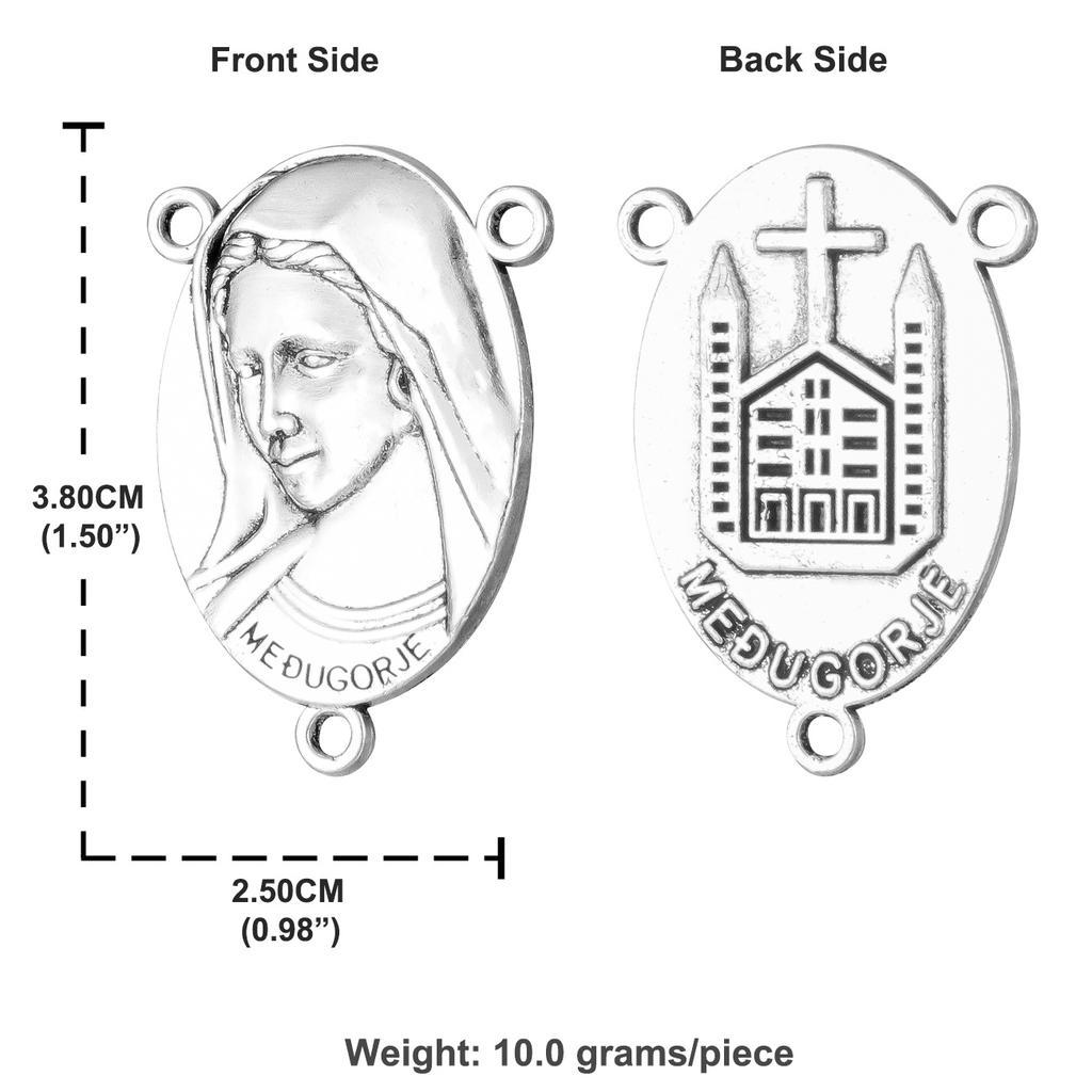 5Pcs Blessed Virgin Mary Centerpiece Our Lady of Medjugorje Medal Rosary Center for Rosary DIY Jewelry Accessories