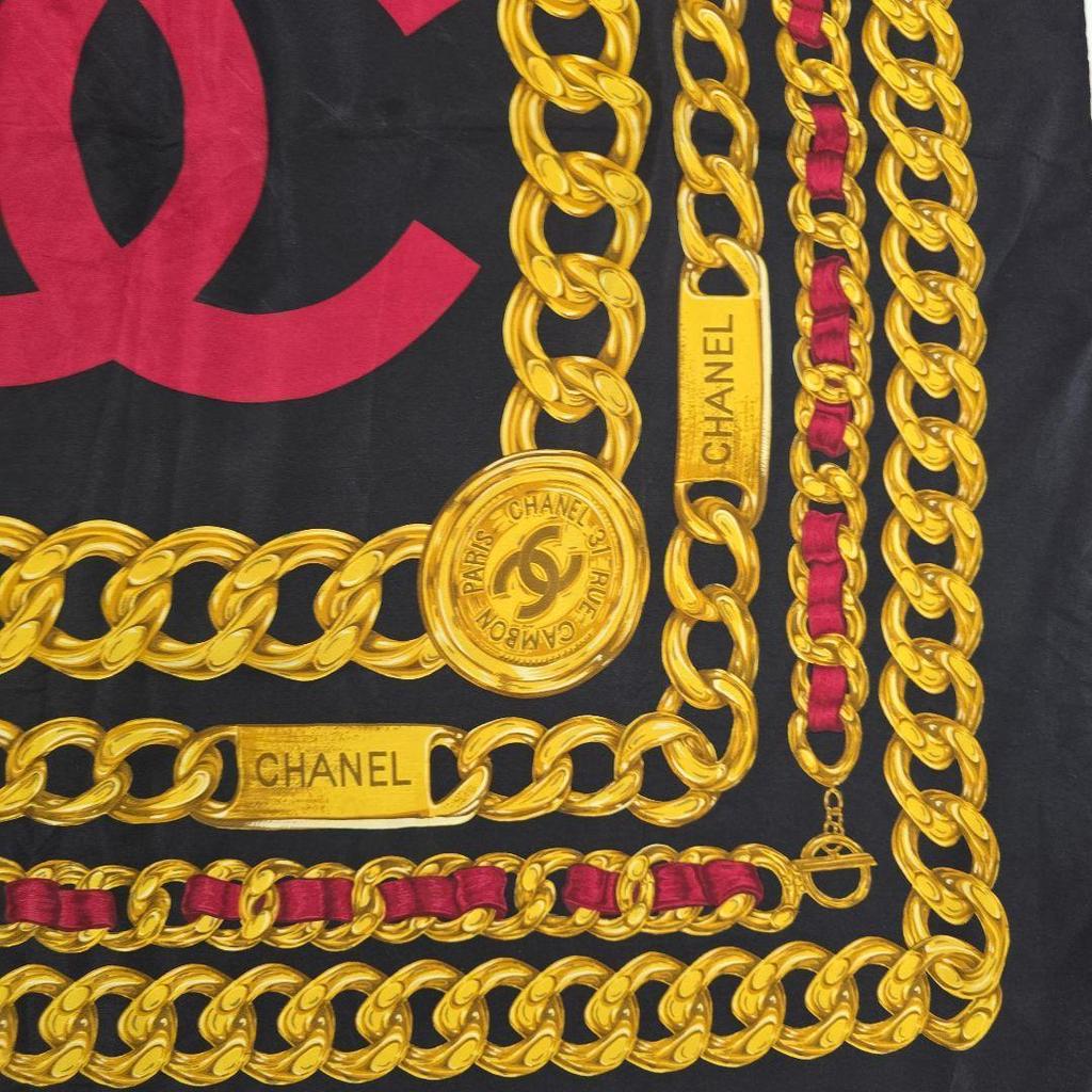 Used MT842 Chanel CHANEL Scarf CC Logo Gold Chain