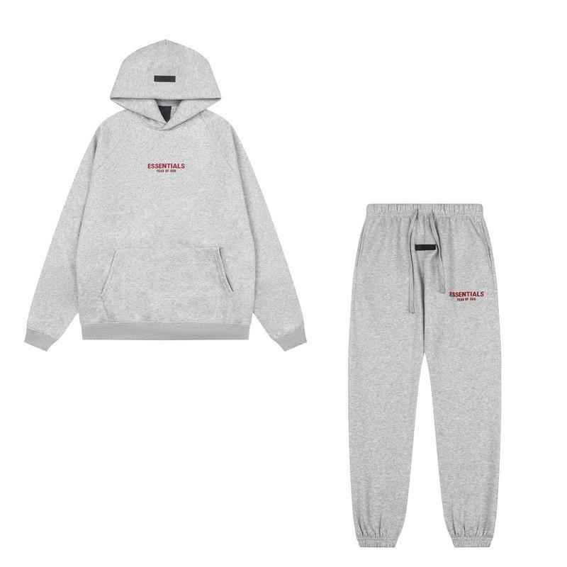 FEAR OF GOD ESSENTIALS Flocked Letter Hoodie Loose Fit Fleece Sweatshirt Youth Casual Wear