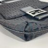 FENDI Zucchino Bag Flap Pochette Crossbody Shoulder Bag Canvas/Leather Black