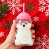 Bear Sippy Cup with Lid And Straw Cute Bear Design Glass Tumbler for Juice Milk Tea Smoothies Microwave Safe Beverage Cup for Kids And Adults