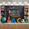 Welcome Back To School Photography Backdrop Black Chalkboard Globe Book First Day of School Homecoming Children Photo Background8