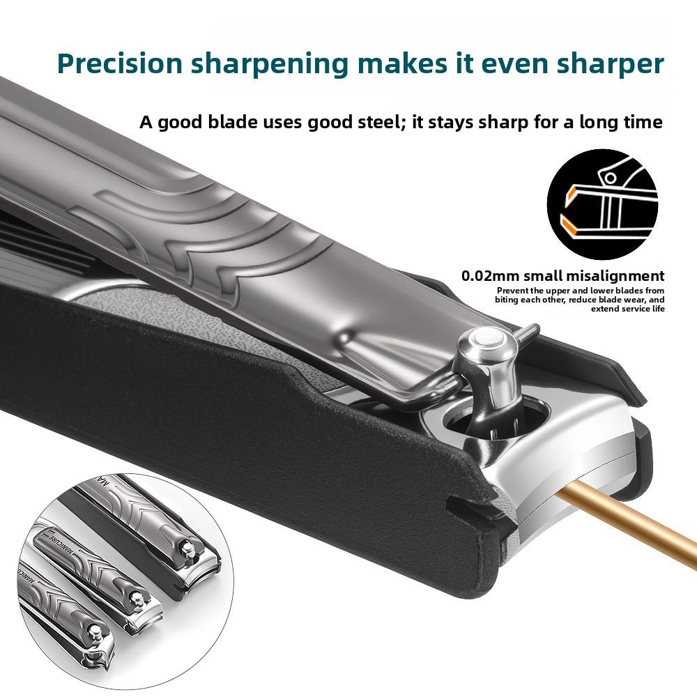 7 Piece Carbon Steel Manicure Set Two-tier Box; High-end Gun-black Splash-proof sharp Pedicure Nail Clippers Tools
