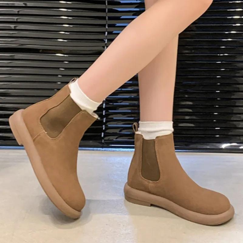 Women Snow Boots 2025 New Plush Warm Winter Classic Suede Ankle Boots Comfortable Thick Sole Womens Slip-on Casual Walking Boots