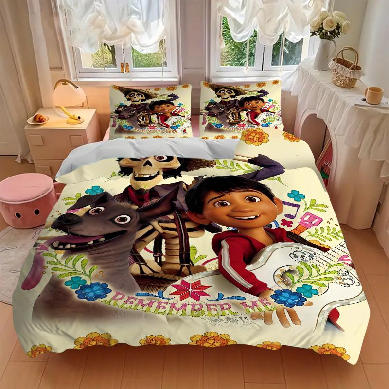 3pcs Coco Remember Me Quilt Cover Set - Soft & Comfortable Polyester Fabric, All-Season Breathable Comforter Set For 1 Quilt Cover & 2 Pillowcase