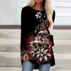Spring Breathable Women's Round Neck Long Sleeve 3D Flower Skull Print Fashion Bottoming Shirt Daily Basic Y2K Harajuku Style