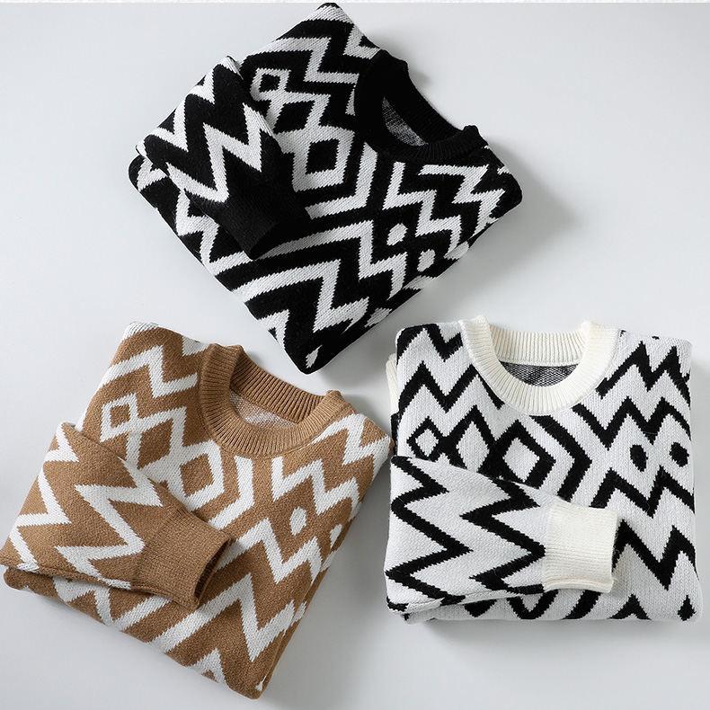 Свободный вязаный свитер, мужской осенне-зимний новый стильный теплый свитер с круглым вырезом, тканый свитер, мужская модная рубашка Explosion