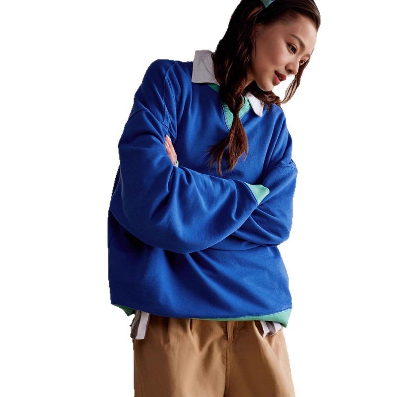 Women S Loose Fit Round Neck Long Sleeve Street Style Sweatshirt