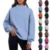 Women's Fashion Solid Color Long Sleeve Loose Half-crew Pullover Hooded Sweatshirt Top