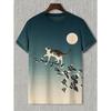 Summer Round Neck 3D Animal Warrior Print Top Fashionable Casual Short Sleeved Men's T-shirts