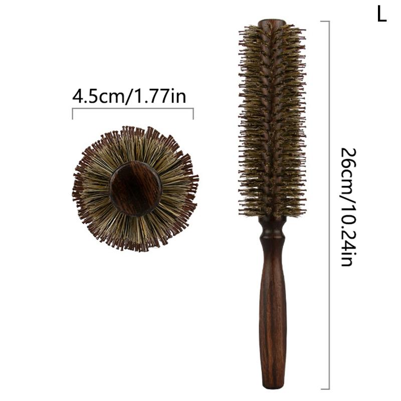 Straight Twill Hair Round Roller Wood Hair Brush Boar Bristle Nylon Hair Comb Anti Static Brush Blowing Curling Diy Hairdressing