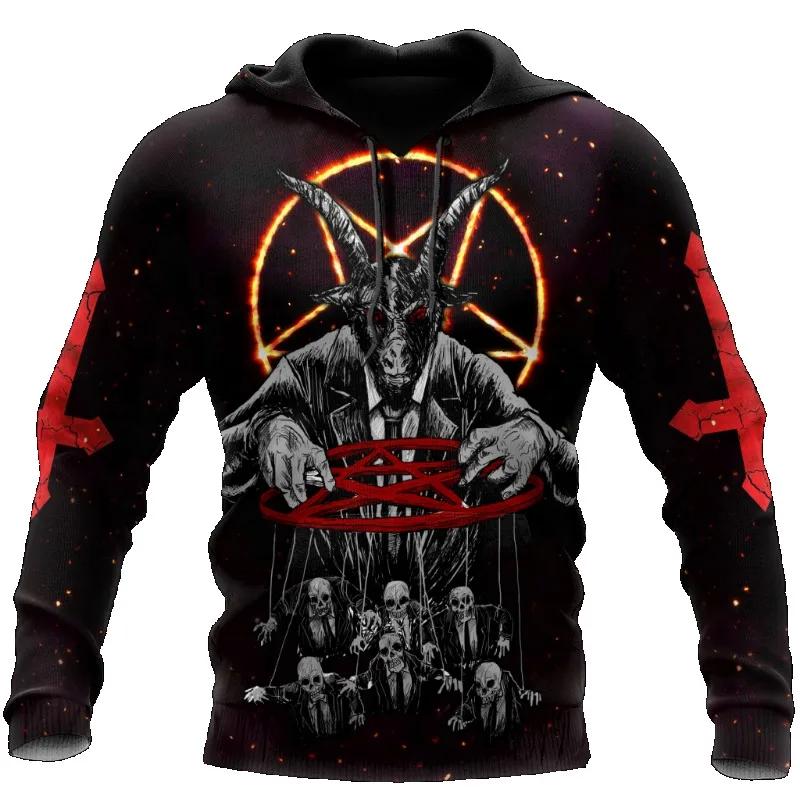 Spring Autumn Men's Hoodie Skull Graphics 3D Print Tops Fashion Unisex Sweatshirt Hip Hop Oversized Casual Clothing