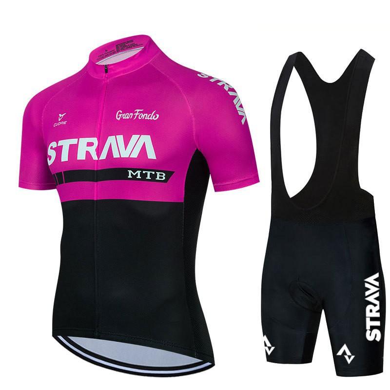 New STRAVA Men's Quick-Dry Cycling Wear Short Sleeves Breathable Set