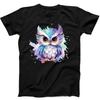 Cute Watercolor Owl Bird Owlet Funny Gift Tee Black T Shirt 105