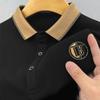 Men's Summer Ice Silk Embroidered Polo Shirt with Lapel