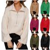Women's  And Winter Pullover Zipper Street Knitted Lapel Solid Color Sweater Jacket