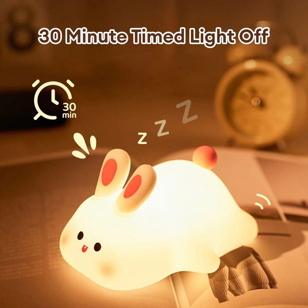 Rechargeable Rabbit Silicone Night Light Tap Control Bedside Decor Light Children Toy
