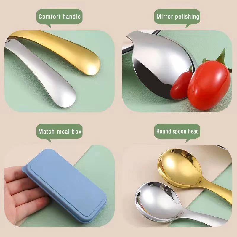 2pcs/Set Mini Portable Spoon Fork Tableware Outdoor Camping Stainless Steel Cutlery Set For Lunch Hiking Camp Cooking Supplies