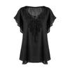 Women Fashion Plus Size Lace T-Shirt Blouse  Short Sleeve Tops