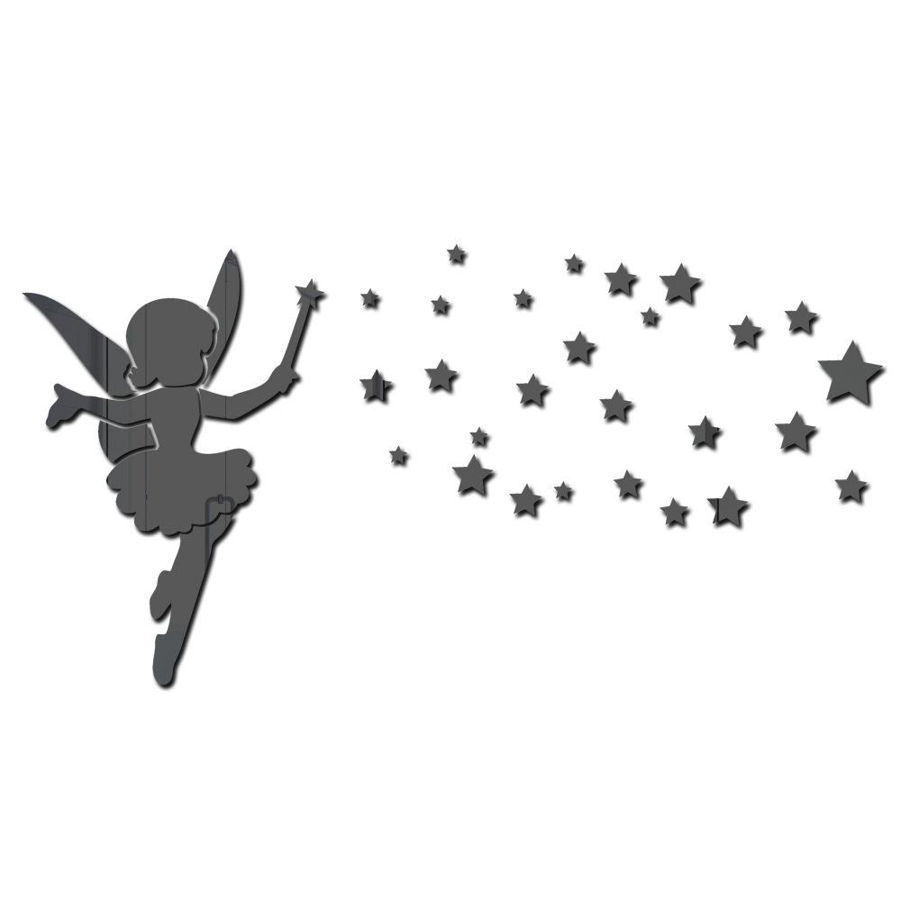 Акриловая фея волшебная палочка звезда трехмерное хрустальное зеркало наклейка спальня гостиная креативное украшение самоклеящаяся наклейка на стену