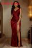 Elegant Slit Hem Sleeveless Dress For Weddings With Satin Fabric For Mature Women
