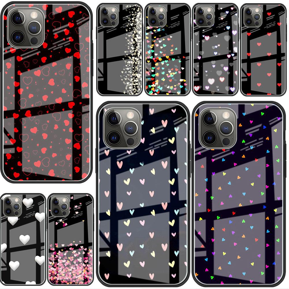 Стеклянный чехол для Apple iPhone 14 13 Pro 11 12 7 8 Plus SE 2022 XR X XS Max 6 6S закаленный чехол для телефона LOVE Heart