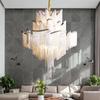Светодиодная постмодернистская люстра с кисточками двухуровневая лофт-апартаменты люстра итальянская вилла гостиная лестница свет роскошь