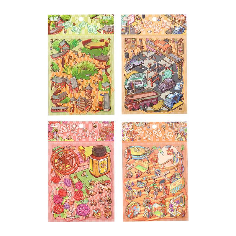 3D Miniaturized scene sticker three-dimensional sticker Adhesive Diy Hand Account Stick Labels Diary Album Scrapbooking material