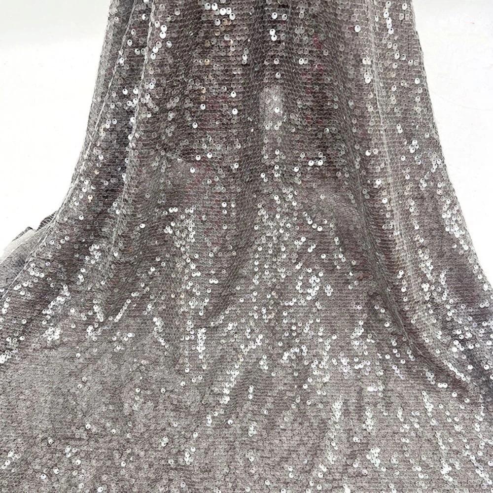 DIY 5mm Dense Glitter Fabric Sequin Embroidered Mesh Sparkle Fabric Bead Lace Material Stage Costumes