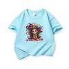 Kids Cotton T Shirt Whimsical Rainbow Hair Girl Art Print Crew Neck Short Sleeve Tee Casual Boys Girls Summer Tops