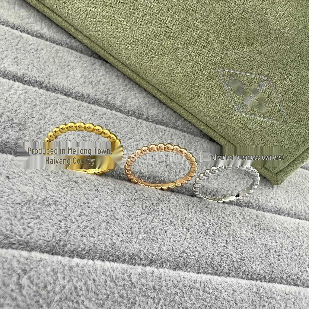 Rose Gold CNC Round Bead Stacking Ring for Women with Fine Craftsmanship