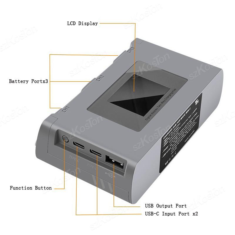 For MINI 2/MINI SE/MINI 2 SE/MINI 4K Color Screen Charging Hub 3-ways Battery USB Charging Batteries Power Bank Accessories