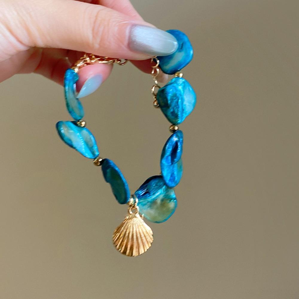 Shell Beaded Chain Bracelet Colorful Bohemian Geometry Bangle Luxury Pearl Bracelet Gifts