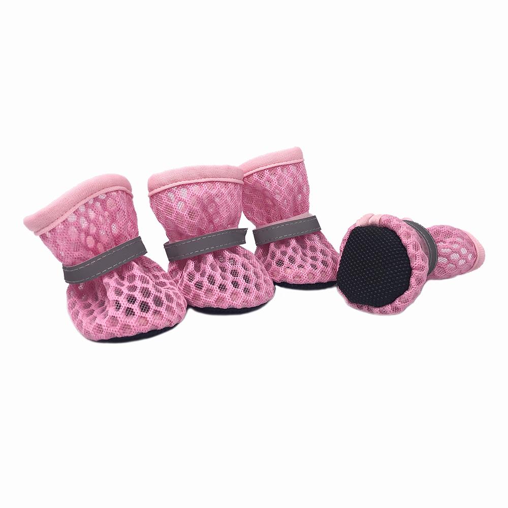 Mesh Dog Shoes For Small Dogs Cats Paw Protector Puppy Boots Reflective Breathable Chihuahua Pug Sandals Pet Supplies 4pcs/set