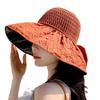 1 шт. Стильная соломенная шляпа с большими полями, солнцезащитный головной убор, ажурная УФ-защита, бант, ручная работа, крючком, солнцезащитная кепка