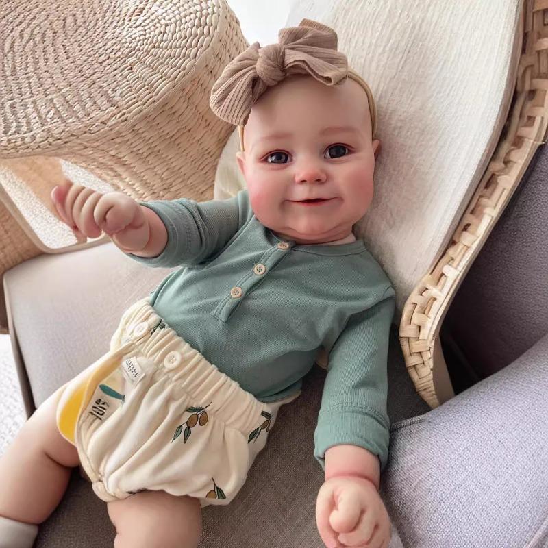 50/60cm Reborn Toddler Doll Maddie Soft Touch Cloth Body Realistic Baby Doll Hand-draw Bald Hair Newborn Babies Dolls for Kids Birthday Christmas Gift